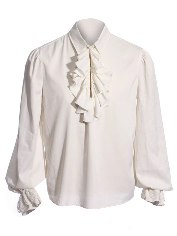 Bbalizko Mens Pirate Shirt Vampire Renaissance Victorian Steampunk Gothic Ruffled Medieval Halloween Costume Clothing