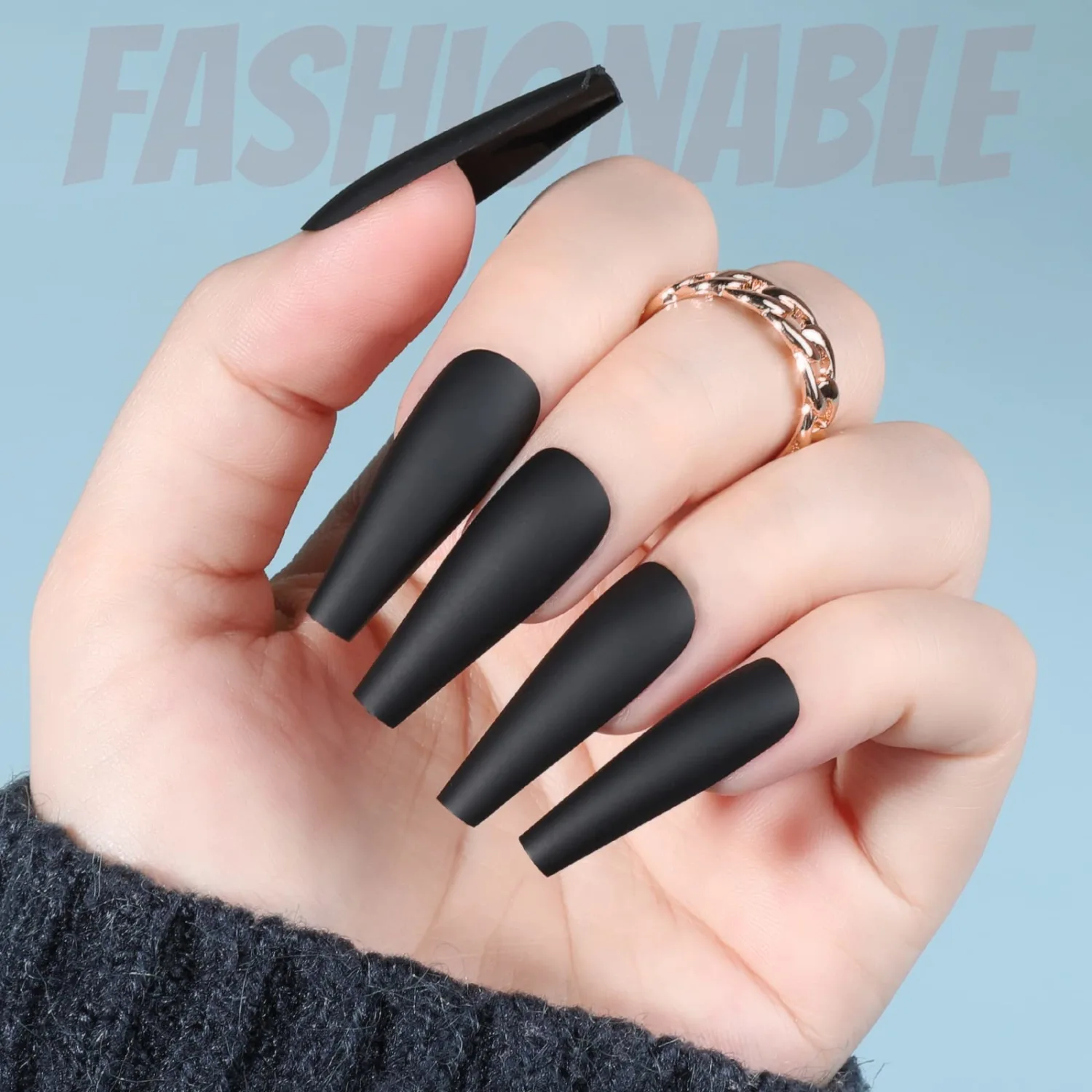 FANDAMEI Matte Press On Nails Long Coffin, 12 Color 240PCS Full Cover Long Ballerina Fake Nails, Acrylic False Nail Tips with 10g Nail Glue, 12 Solid Color False Nail for Women Girls Nail Art DIY
