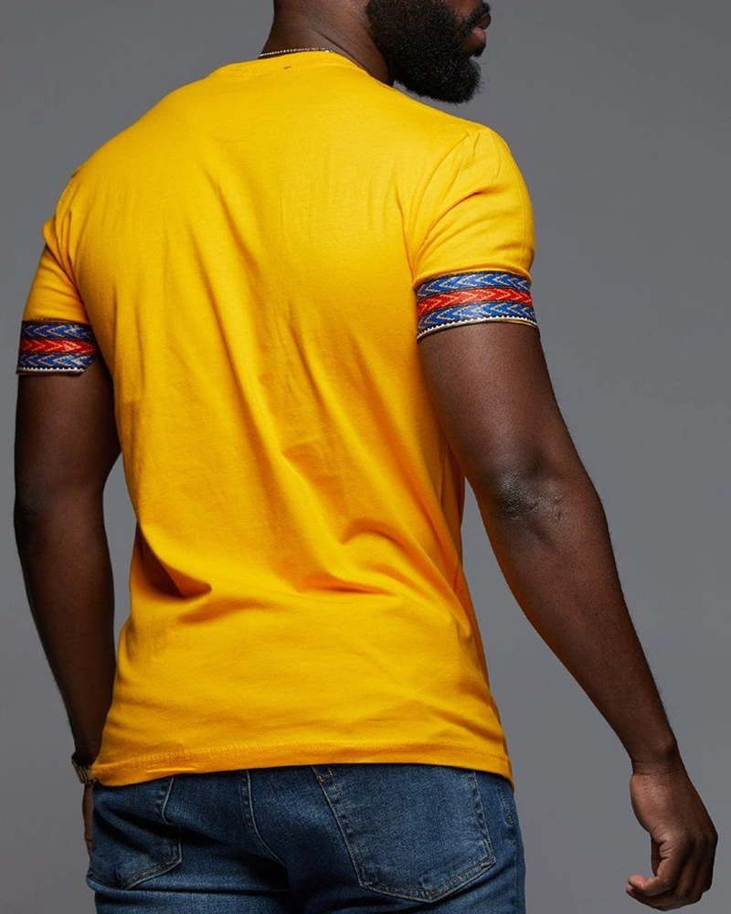Makkrom Mens African Dashiki T Shirt Tribal Floral Print V Neck Slim Fit Shirts Tops