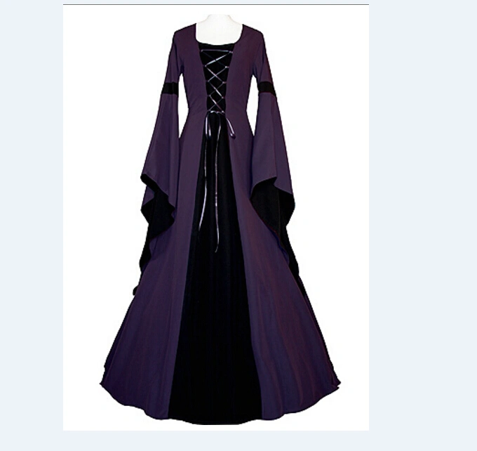 Womens Medieval Dress Renaissance Costumes Irish Over Long Dress Cosplay Retro Gown