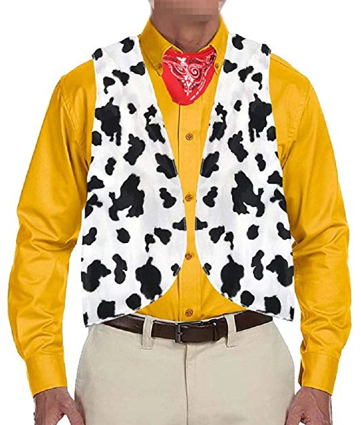 Hestenve Men's Cow Print Adult Festival Vintage Hippie Costume Vest