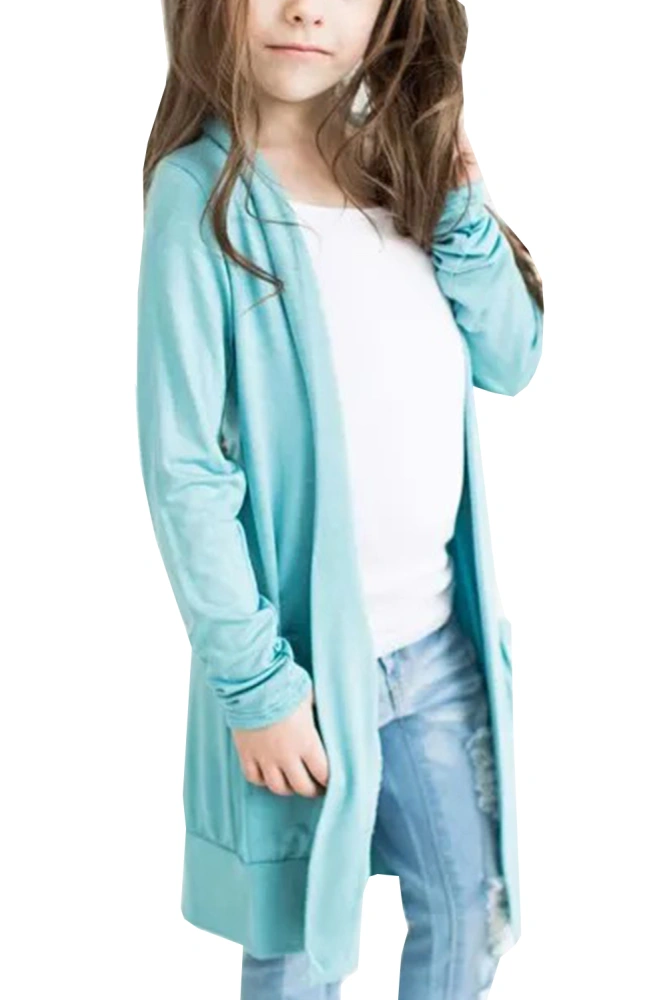 Geckatte Toddler Girls Boyfriend Cardigan Open Front Casual Long Sleeve Outerwear with Pockets