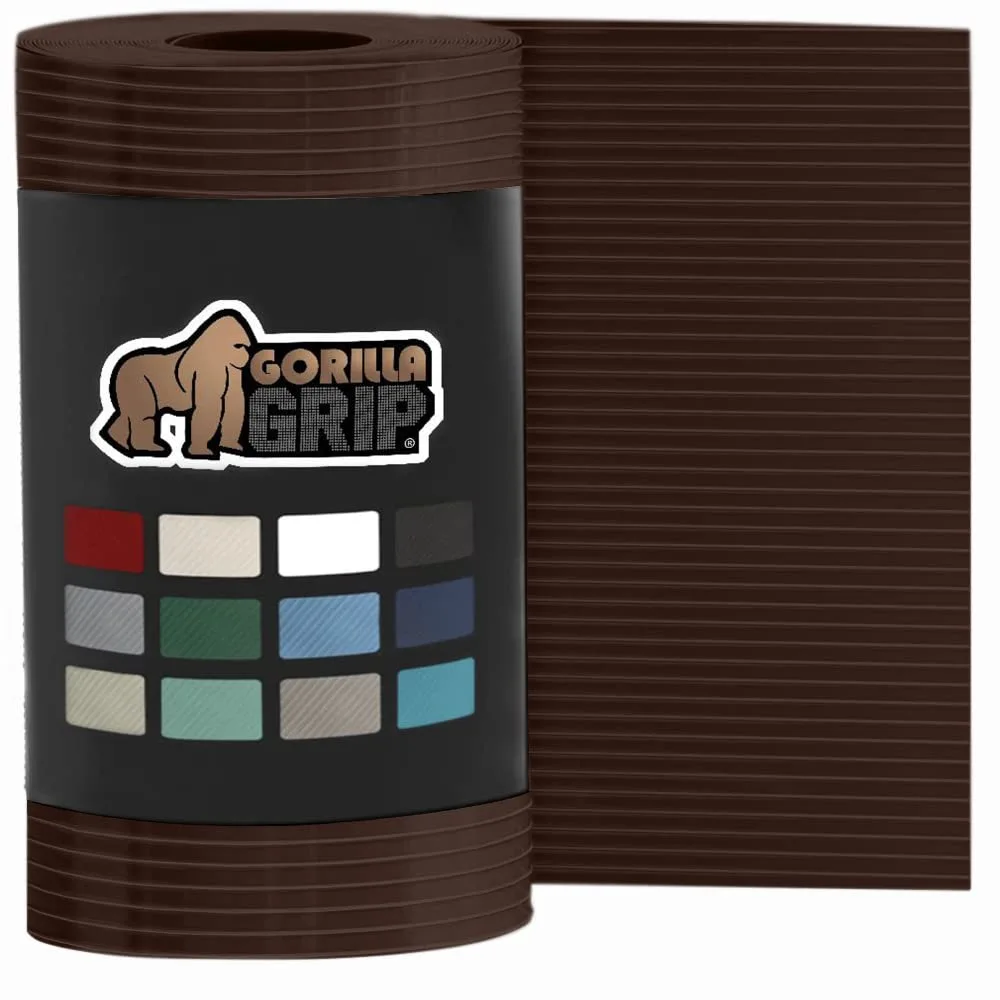 Gorilla Grip Ribbed Drawer and Shelf Liner for Cabinet, Non Adhesive Waterproof Protection for Kitchen, Strong Grip, BPA Free Plastic Liners for Cabinets, Bathroom Cupboard Drawers, 17.5x10, Chocolate