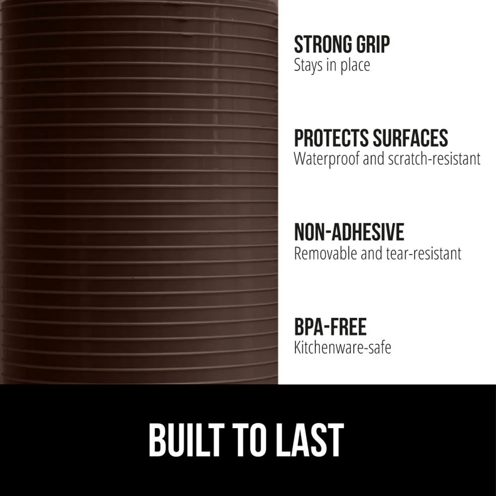 Gorilla Grip Ribbed Drawer and Shelf Liner for Cabinet, Non Adhesive Waterproof Protection for Kitchen, Strong Grip, BPA Free Plastic Liners for Cabinets, Bathroom Cupboard Drawers, 17.5x10, Chocolate