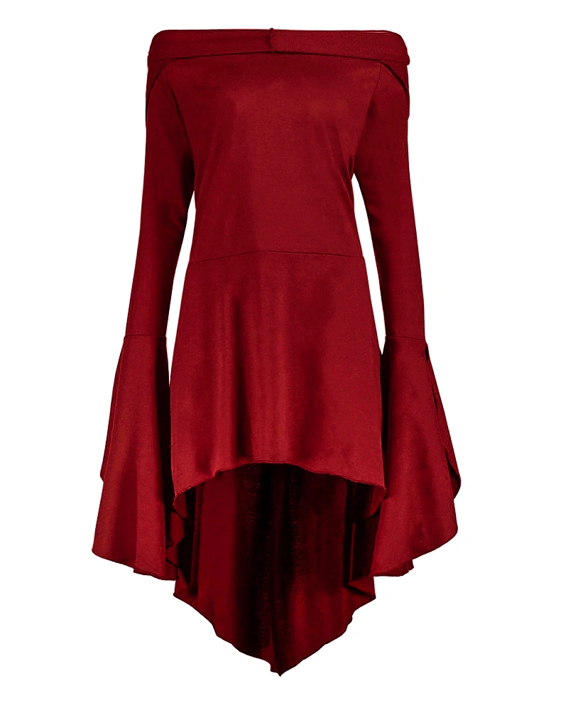 Foshow Womens Halloween Dress Hoodie Criss Cross Medieval Cosplay Asymmetrical Midi Dresses with Hat