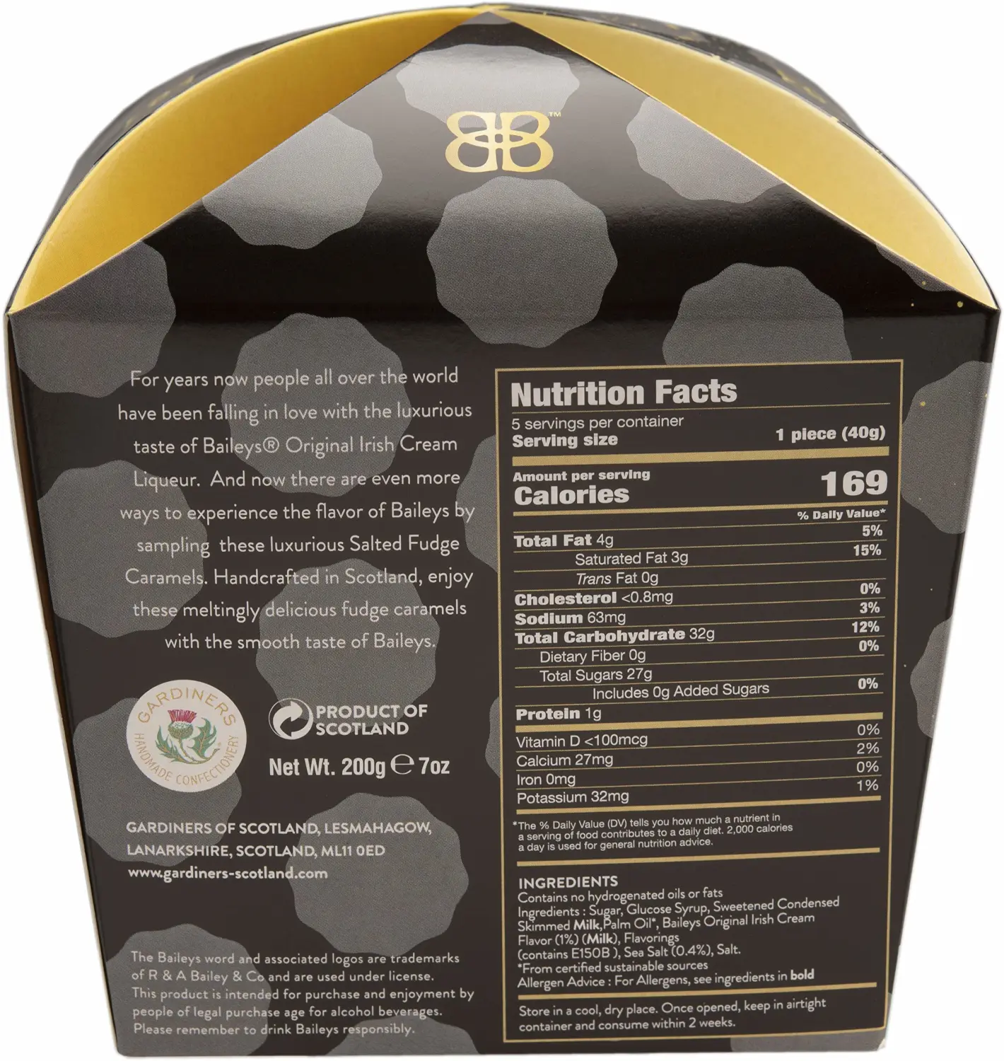 Gardiners of Scotland Baileys Fudge Caramels, 7oz Carton