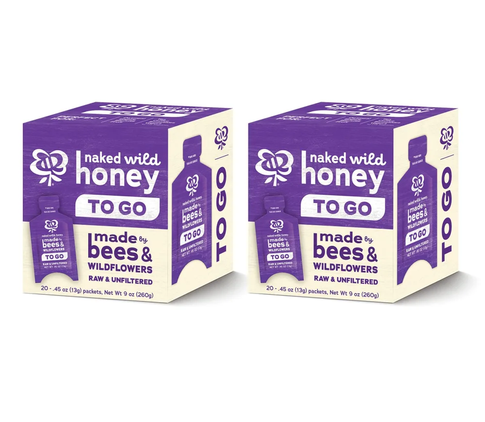 Naked Wild Honey, Raw Unfiltered Honey, 0.45 Ounce On-The-Go Packets (20 pack) - Pack of 2