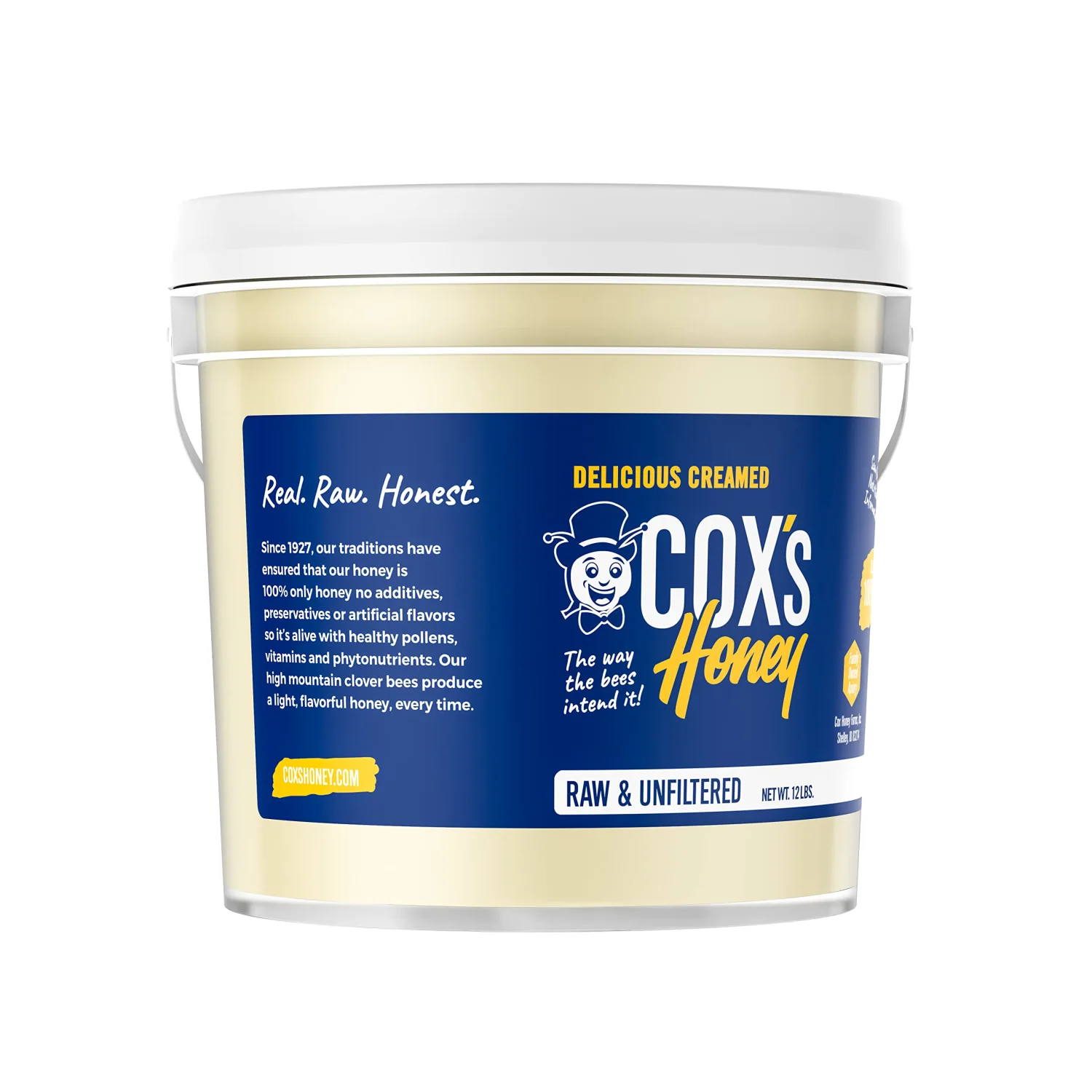 Cox's Honey - Bulk Creamed Whipped Honey Raw Unfiltered | 100% Pure Clover Delicious Honey - Product of the USA (12 lbs)