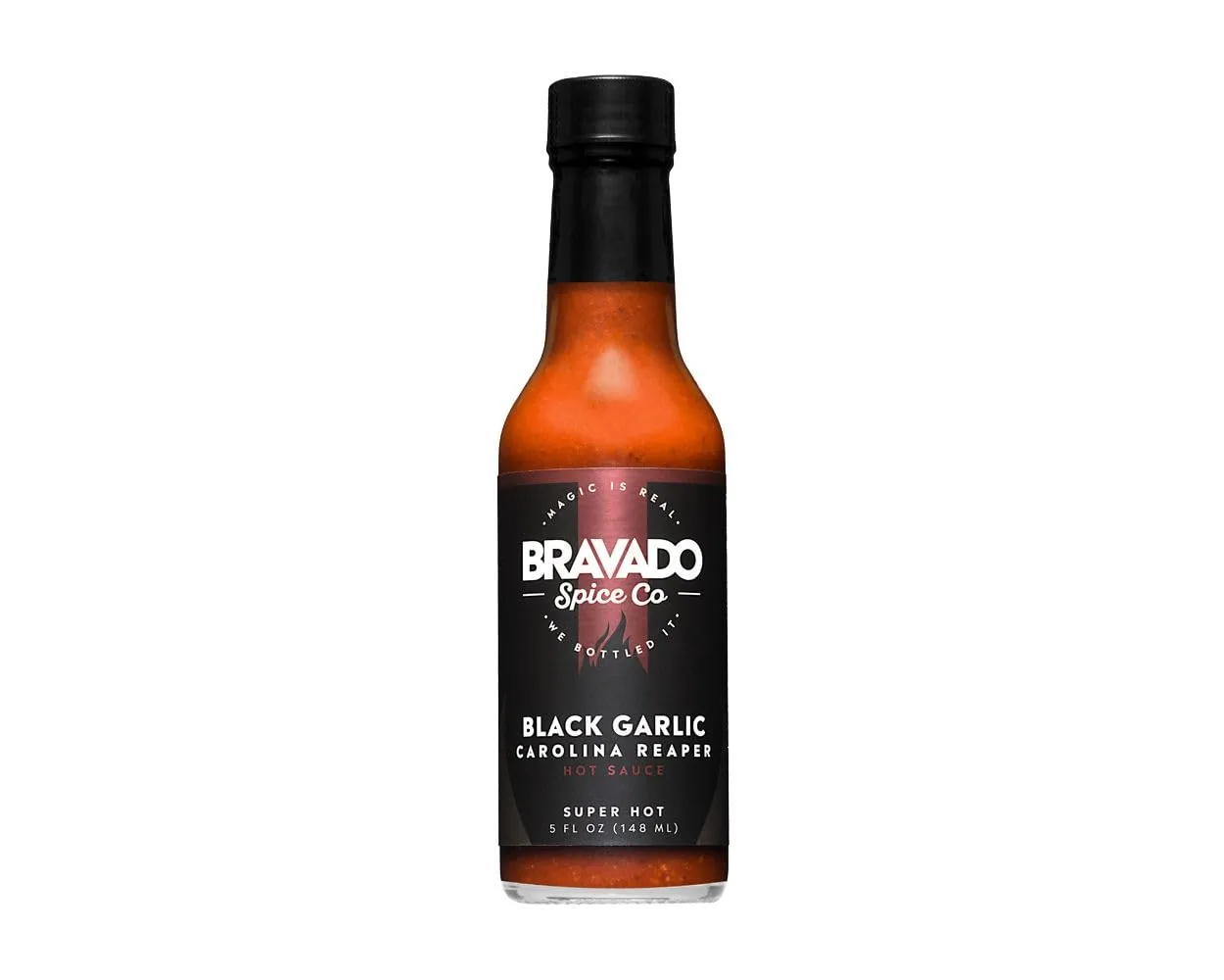 Black Garlic And Carolina Reaper Hot Sauce By Bravado Spice FEATURED ON HOT ONES Gluten Free, Vegan, Low Carb, Paleo All Natural 5 oz Bottle Award Winning Gourmet Hot Sauce