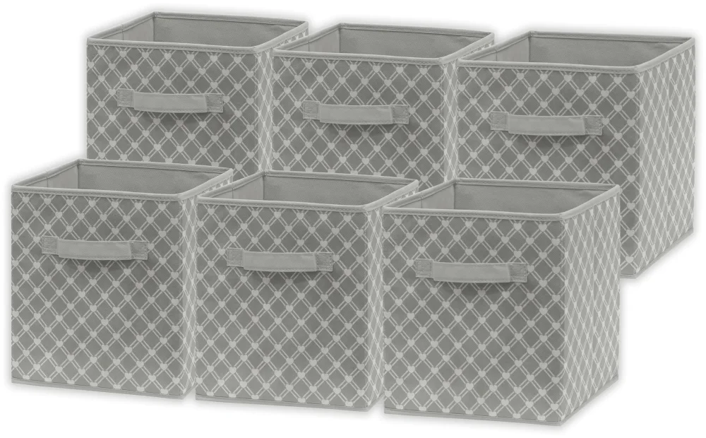 Simple Houseware Fabric Cube Storage Bins Foldable Organizer, Geometric Grey, Set of 6