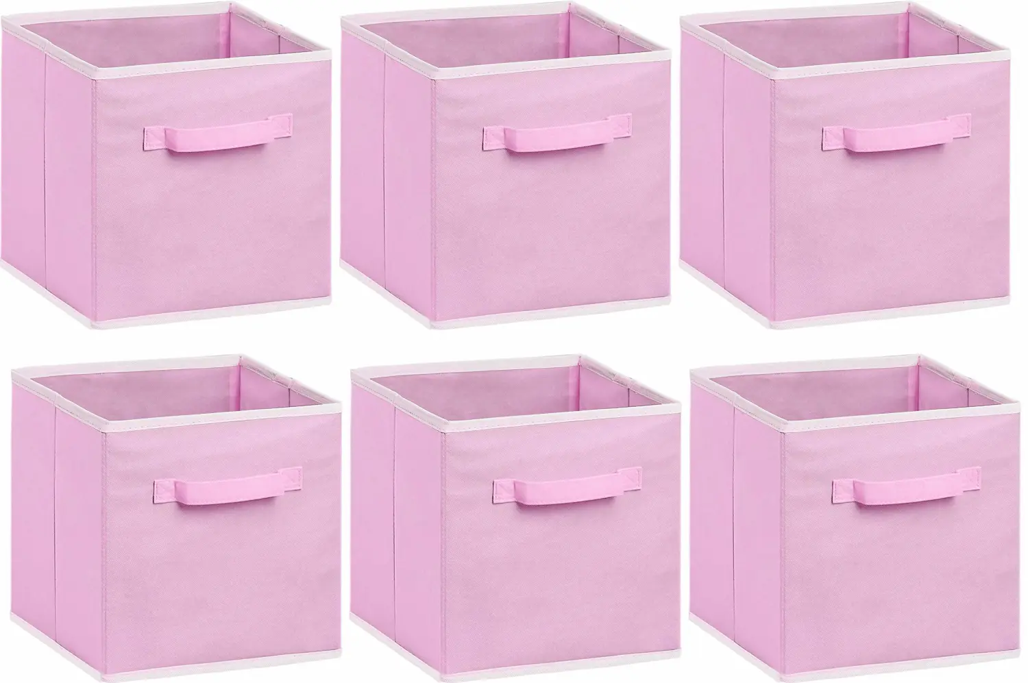 Simple Houseware Foldable Cube Storage Bin, Pink - 6 Pack