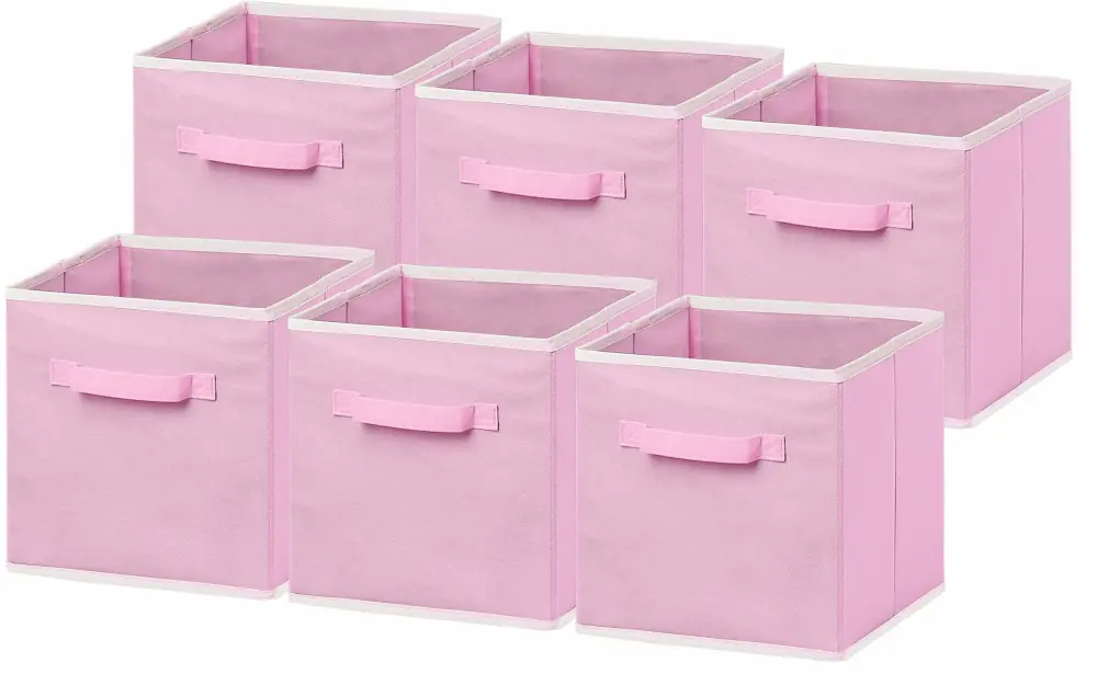 Simple Houseware Foldable Cube Storage Bin, Pink - 6 Pack