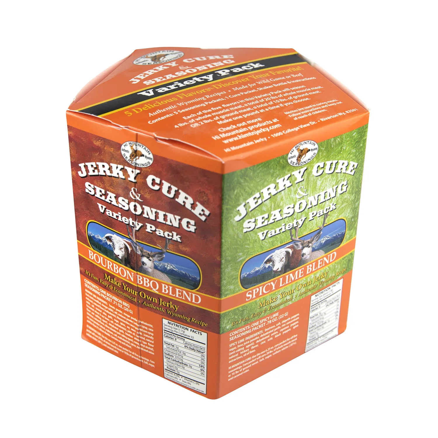Hi Mountain Jerky Seasoning and Cure Kit | VARIETY PACK #3 | Flavors: Original, Hunters Blend, Bourbon BBQ, Jalapeno, & Spicy Lime | Make Beef Jerky at Home | Beef, Deer, Elk & Venison