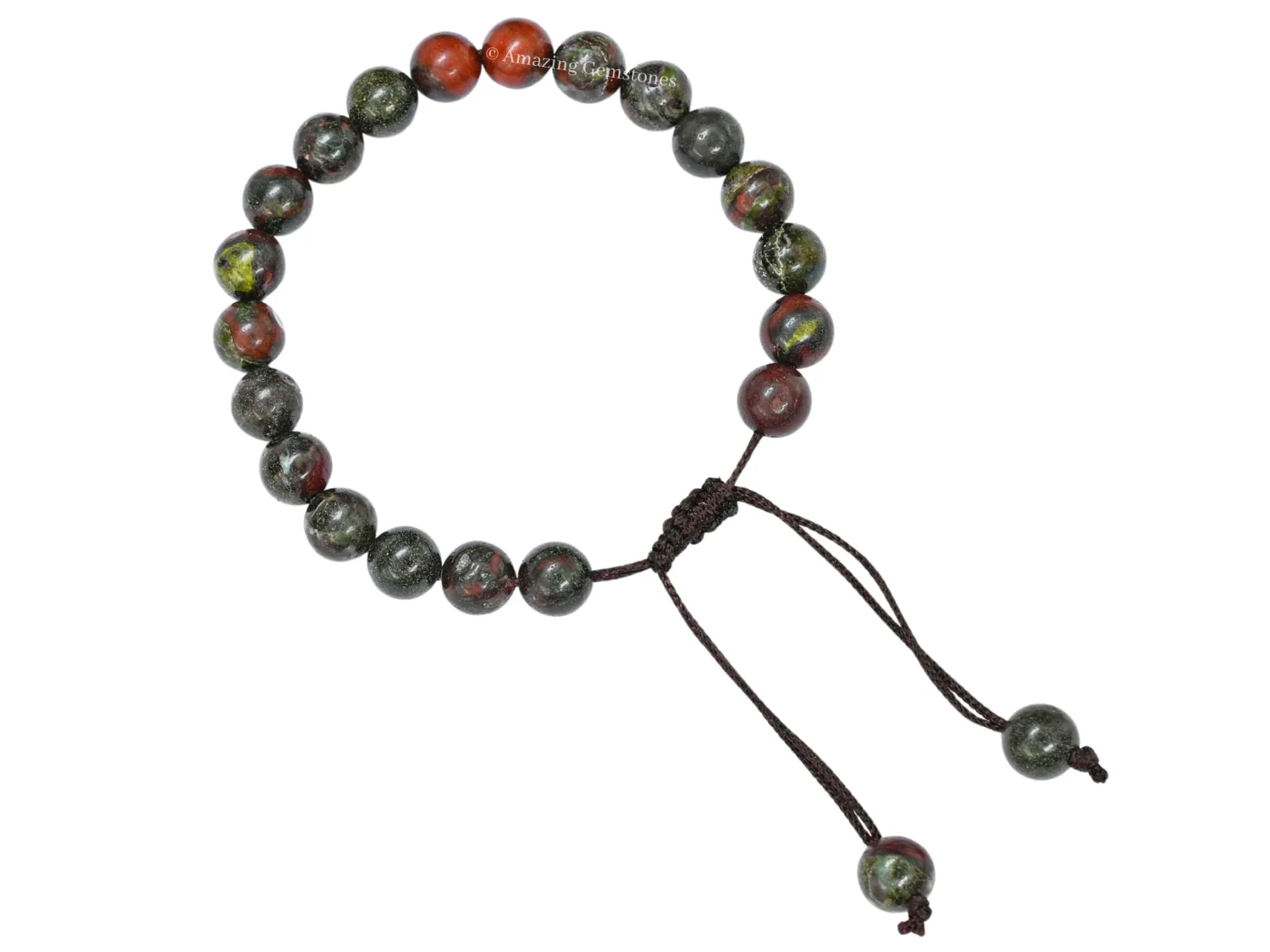 Dragon Bloodstone Bracelet for Women Men's Gifts - Protection Healing Crystal Bracelet - 8mm Gemstone Beaded Adjustable Bracelet Pulseras Para Hombres Mujer Stocking Stuffers