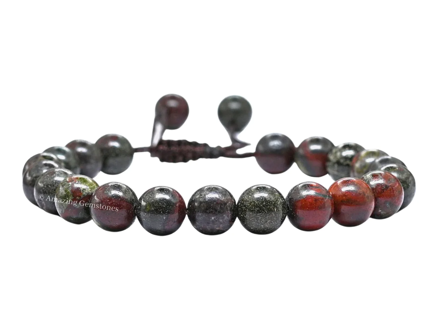 Dragon Bloodstone Bracelet for Women Men's Gifts - Protection Healing Crystal Bracelet - 8mm Gemstone Beaded Adjustable Bracelet Pulseras Para Hombres Mujer Stocking Stuffers