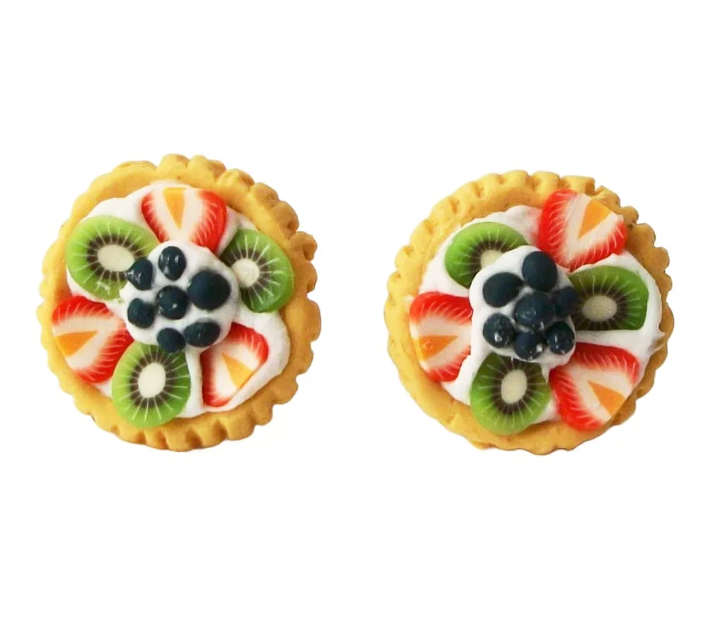 Strawberry Blueberry Kiwi Tart Stud Post Earrings