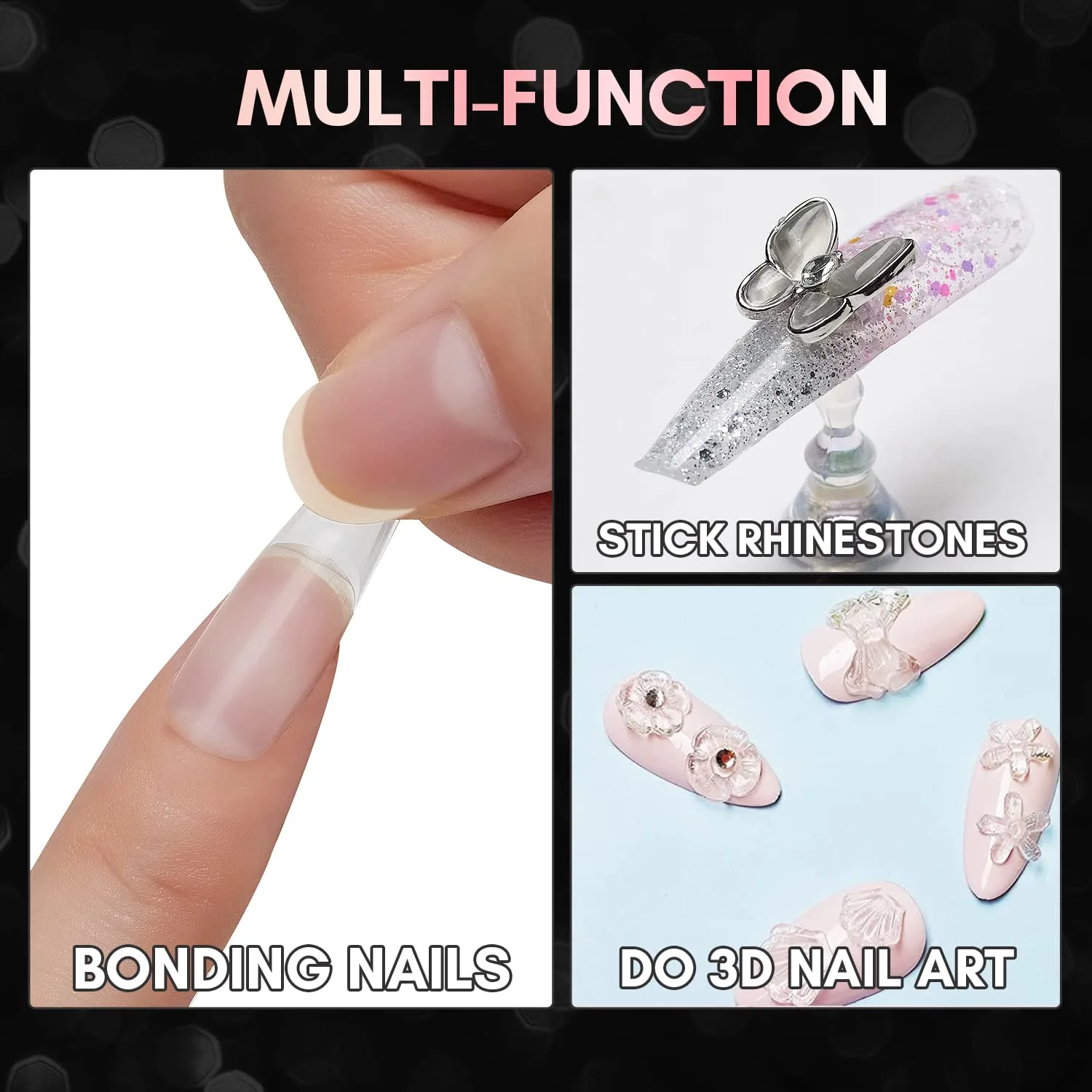 Makartt Nail Tips and Glue Kit: 15ML Solid Gel with 500PCS Almond Medium Soft Tips, Full Cover Pre-Buffed Nails, Portable Mini Lamp, and Base Coat for DIY Manicure Art