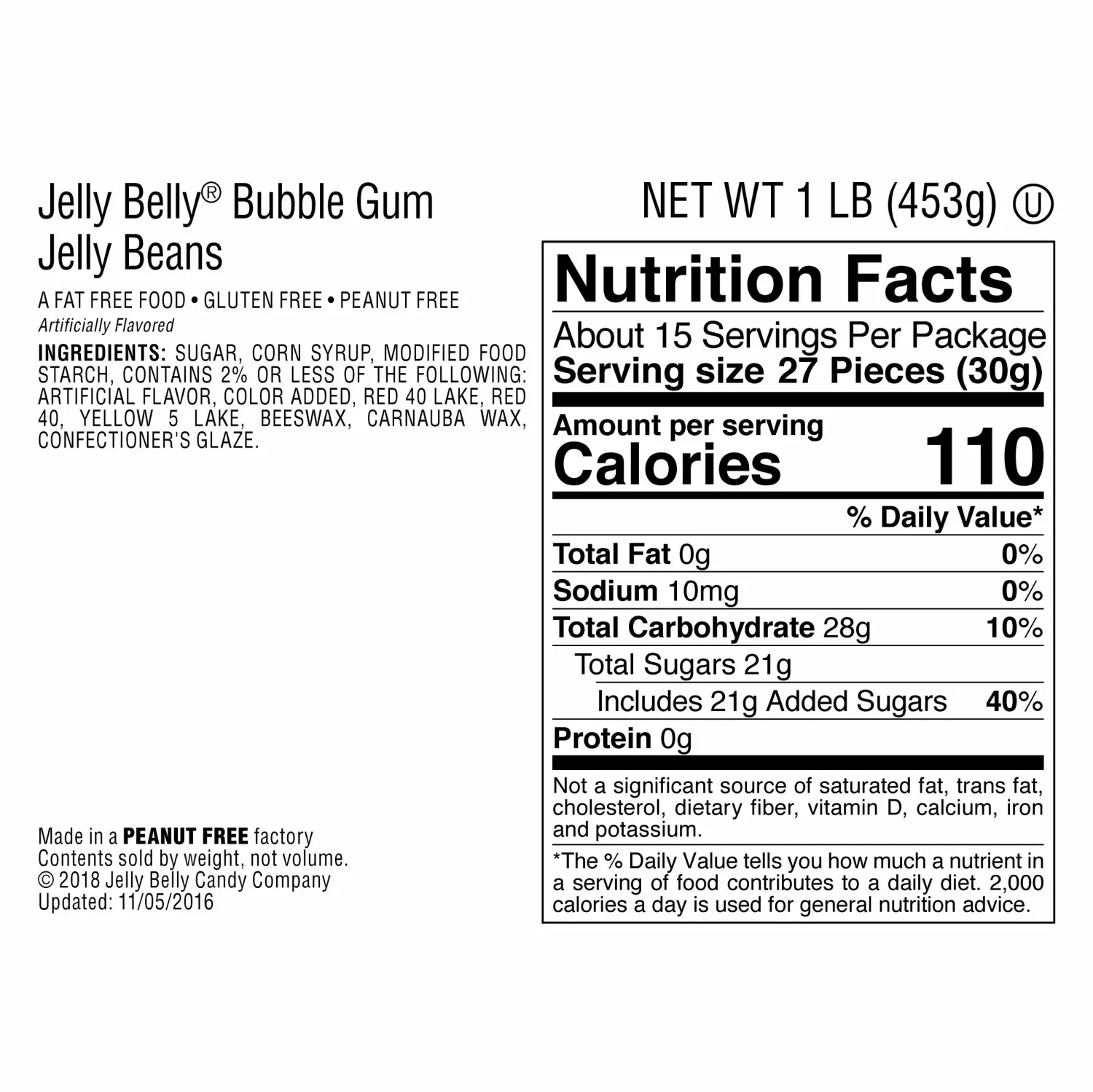 Jelly Belly Bubble Gum Jelly Beans - 1 Pound (16 Ounces) Resealable Bag - Genuine, Official, Straight from the Source