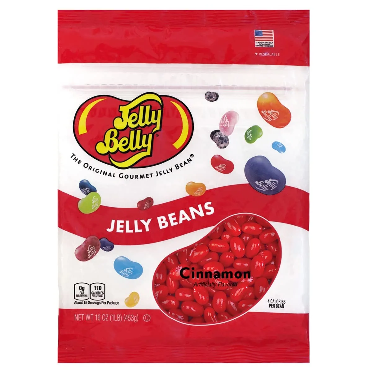 Jelly Belly Cinnamon Jelly Beans - 1 Pound (16 Ounces) Resealable Bag - Genuine, Official, Straight from the Source