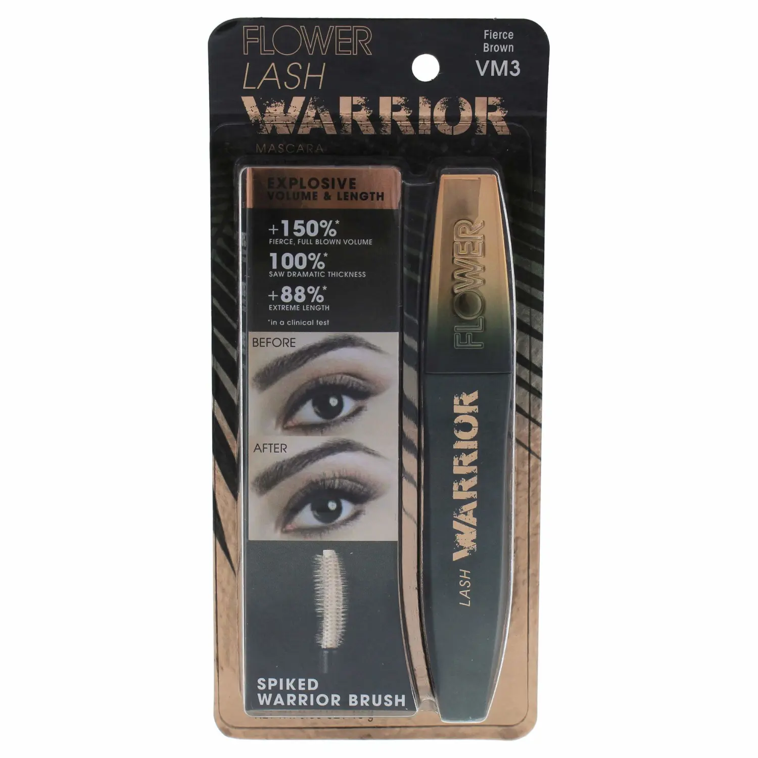 FLOWER BEAUTY Lash Warrior Mascara Volumizing Lashes Length Definition No Clumping, Fierce Brown, 0.35 Ounce