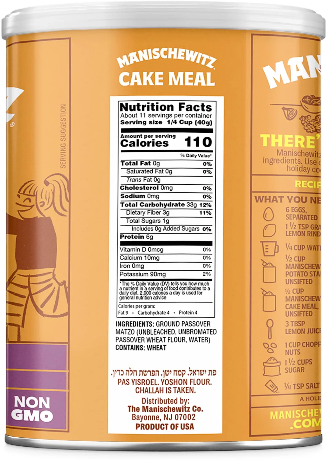 Manischewitz Cake Meal, Canister, Passover,16-ounces (Pack of4)
