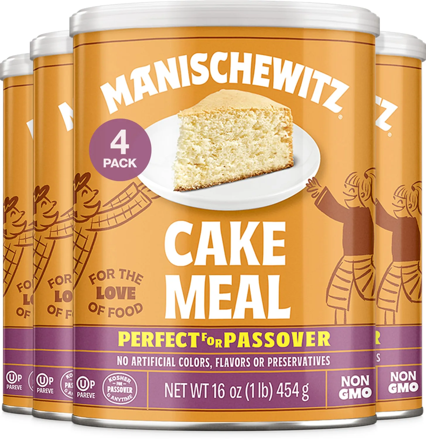 Manischewitz Cake Meal, Canister, Passover,16-ounces (Pack of4)