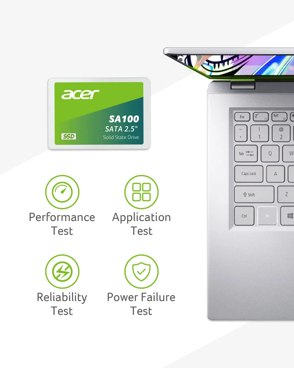acer SA100 960GB 2.5 Inch SATA SSD Internal Solid State Drive, Up to 560MB/s Read - BL.9BWWA.104