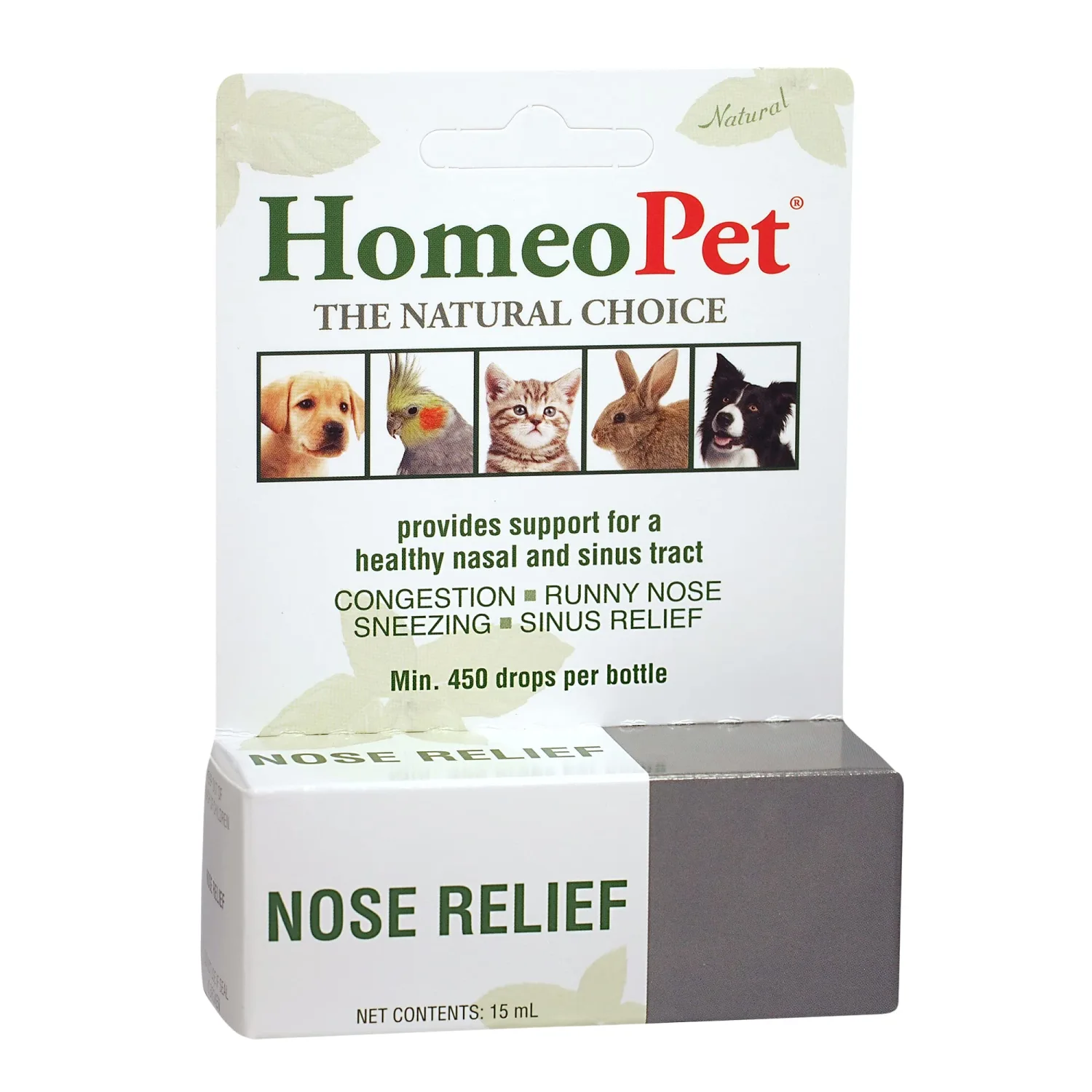 HomeoPet Nose Relief, Natural Sinus Relief for Pets, 15 Milliliters