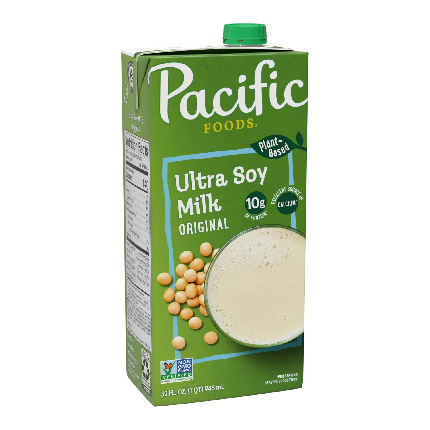 Pacific Foods Original Ultra Soy Milk, Plant Based Milk, 32 oz Carton