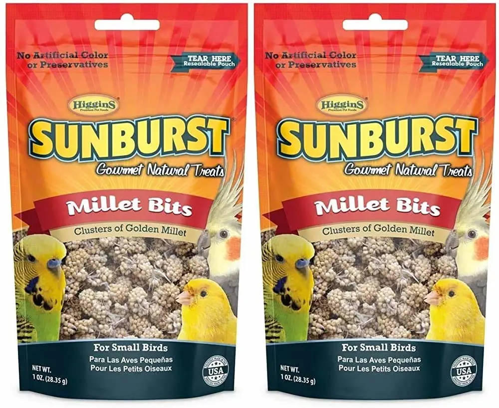 Higgins 2 Pack of Sunburst Millet Bits for Small Birds, 1 Ounce Each