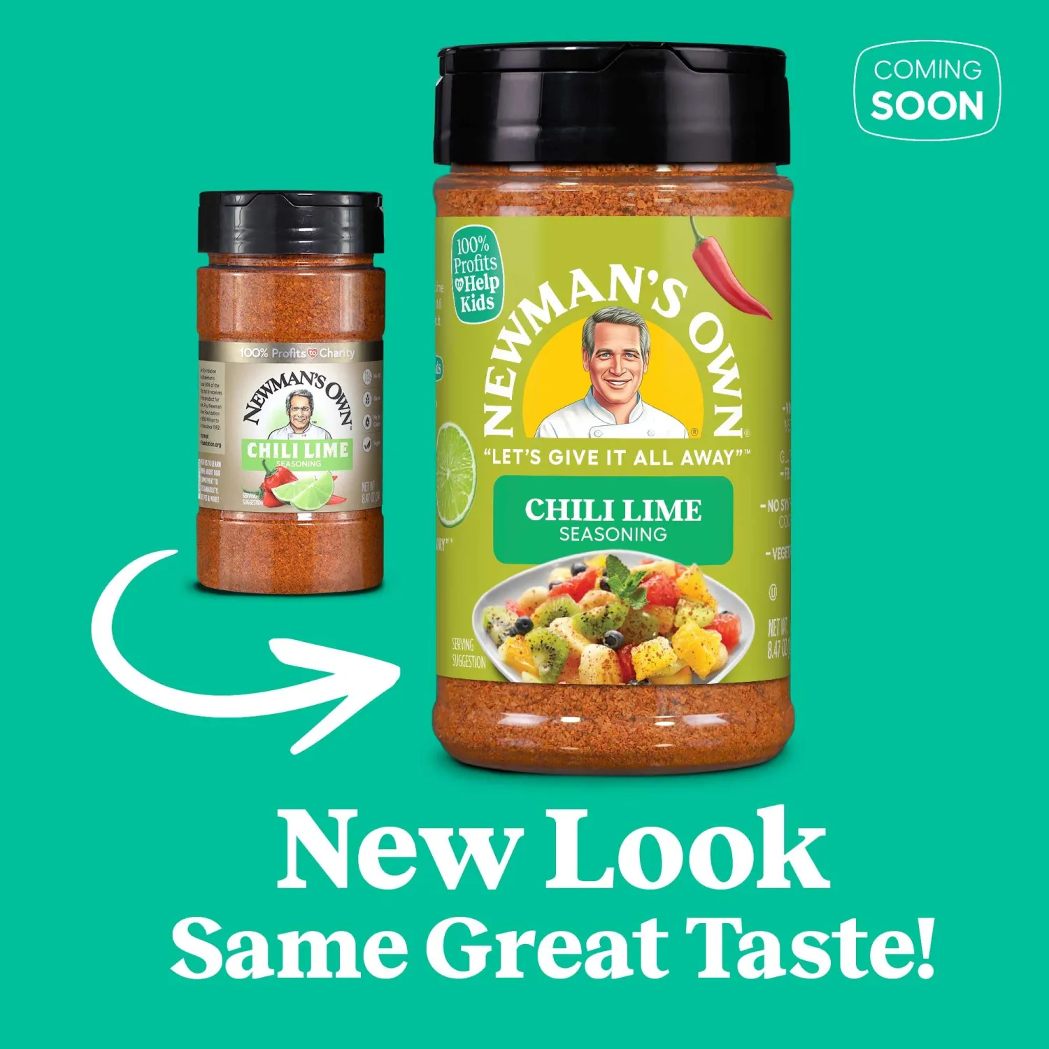 Newman's Own Chili Lime Seasoning; Perfect Spices for Topping Fruit and Rimmer, No MSG, Gluten Free; Kosher; 8.47 Oz. Bottle