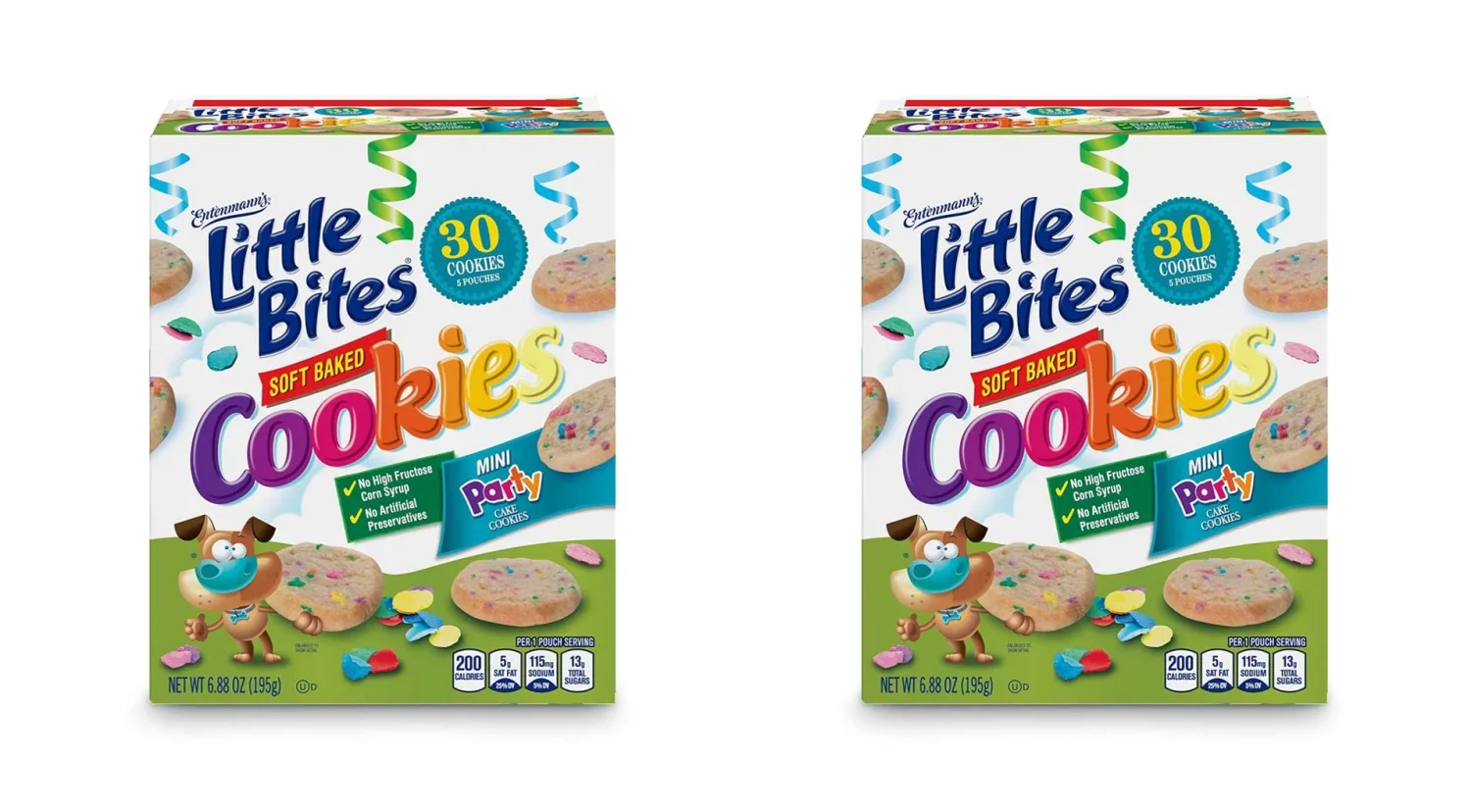 Entenmann's Little Bites Soft Baked Party Cake Cookies | 2 pack (10 pouches total)