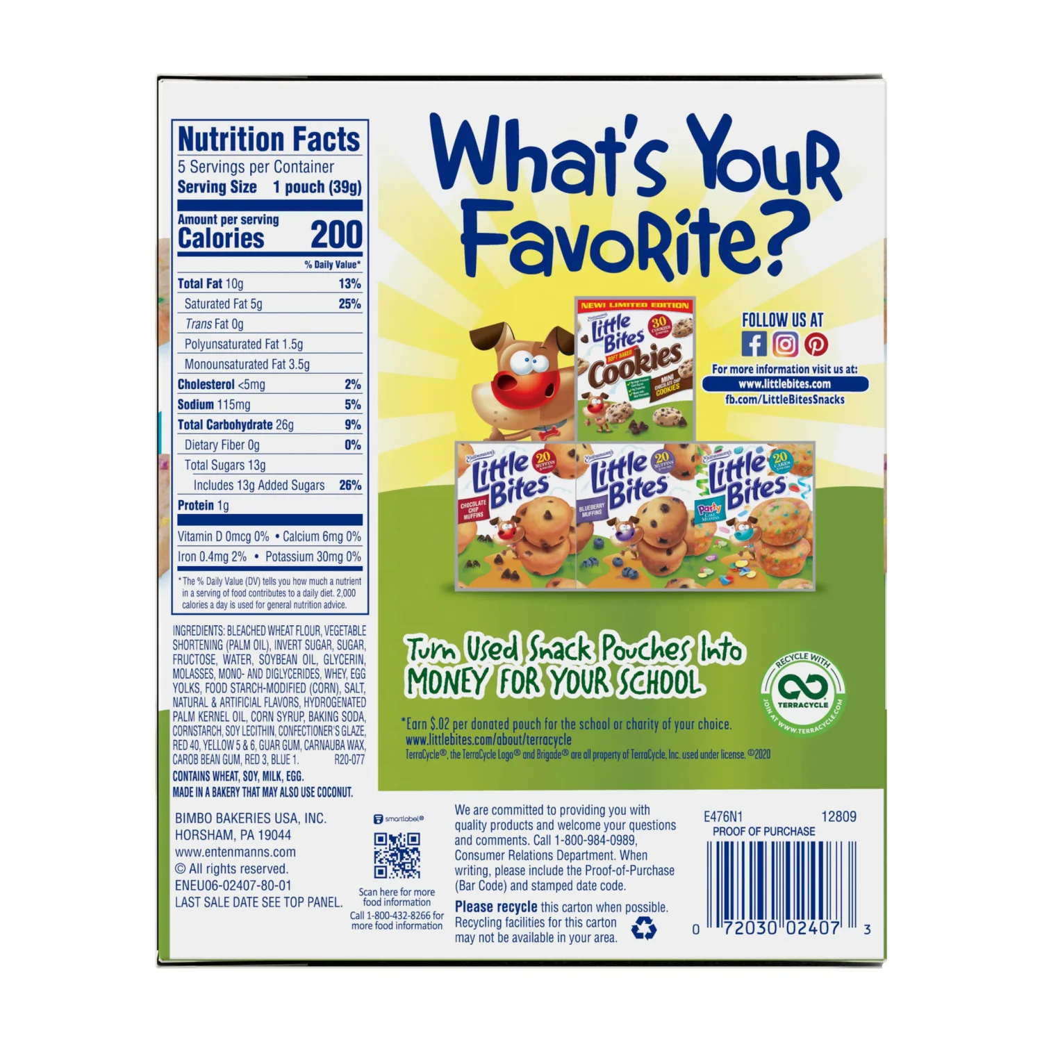 Entenmann's Little Bites Soft Baked Party Cake Cookies | 2 pack (10 pouches total)