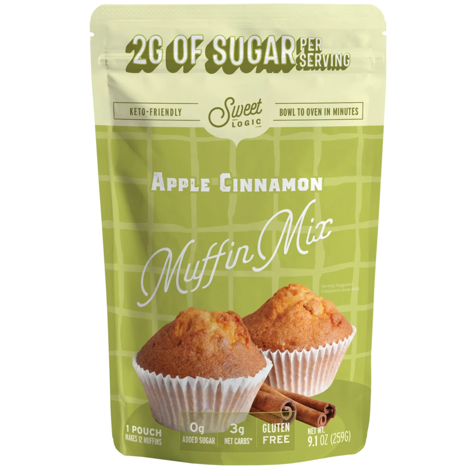 SWEET LOGIC Keto Baking Mix | Delicious Keto Baked Goods With Just 1-2G Net Carbs Per Serving | Gluten Free, Naturally Sweetened Low Carb, Diabetic Friendly | (Apple Cinnamon Muffin)