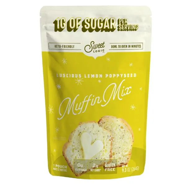 SWEET LOGIC Keto Baking Mix | Delicious Keto Baked Goods With Just 1-2G Net Carbs Per Serving | Gluten Free, Naturally Sweetened Low Carb, Diabetic Friendly | (Lemon Poppyseed Muffin)