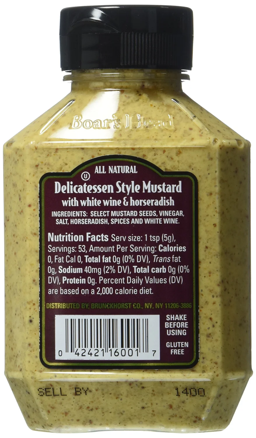 Boar's Head Deli Style Mustard with White Wine 9.5 Oz