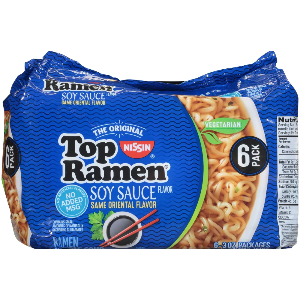 Nissin Top Ramen Dry Soup Oriental 6pk, 18 Ounce