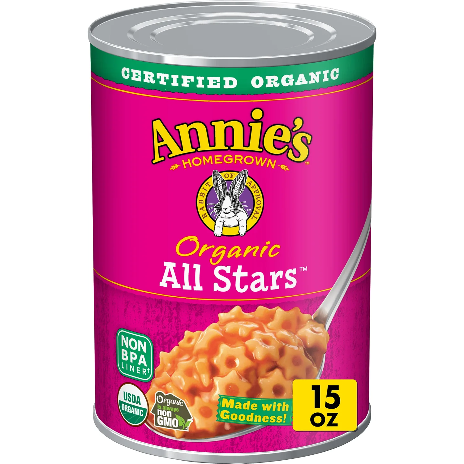 Annie's Organic All Stars, Canned Pasta in Tomato and Cheese Sauce, 15 oz