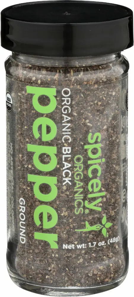 Spicely Organic Peppercorn Black Crushed (28 Mesh) - Glass Jar - Gluten Free - Non Gmo - Vegan - Kosher