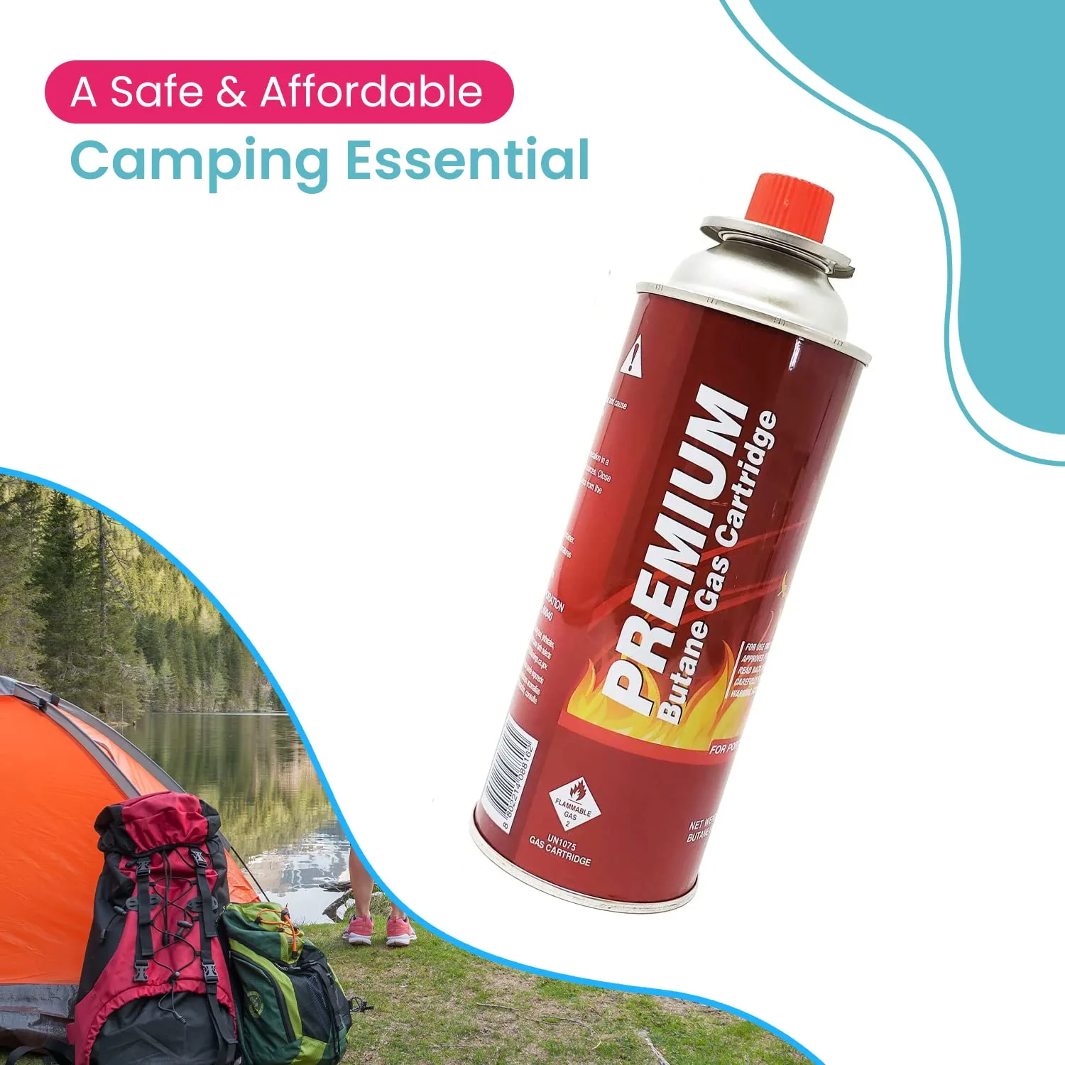 Butane Fuel Canisters for Portable Camping Stoves, Gas Burners, UL Listed, 8 oz. Per Canister - Set of 6