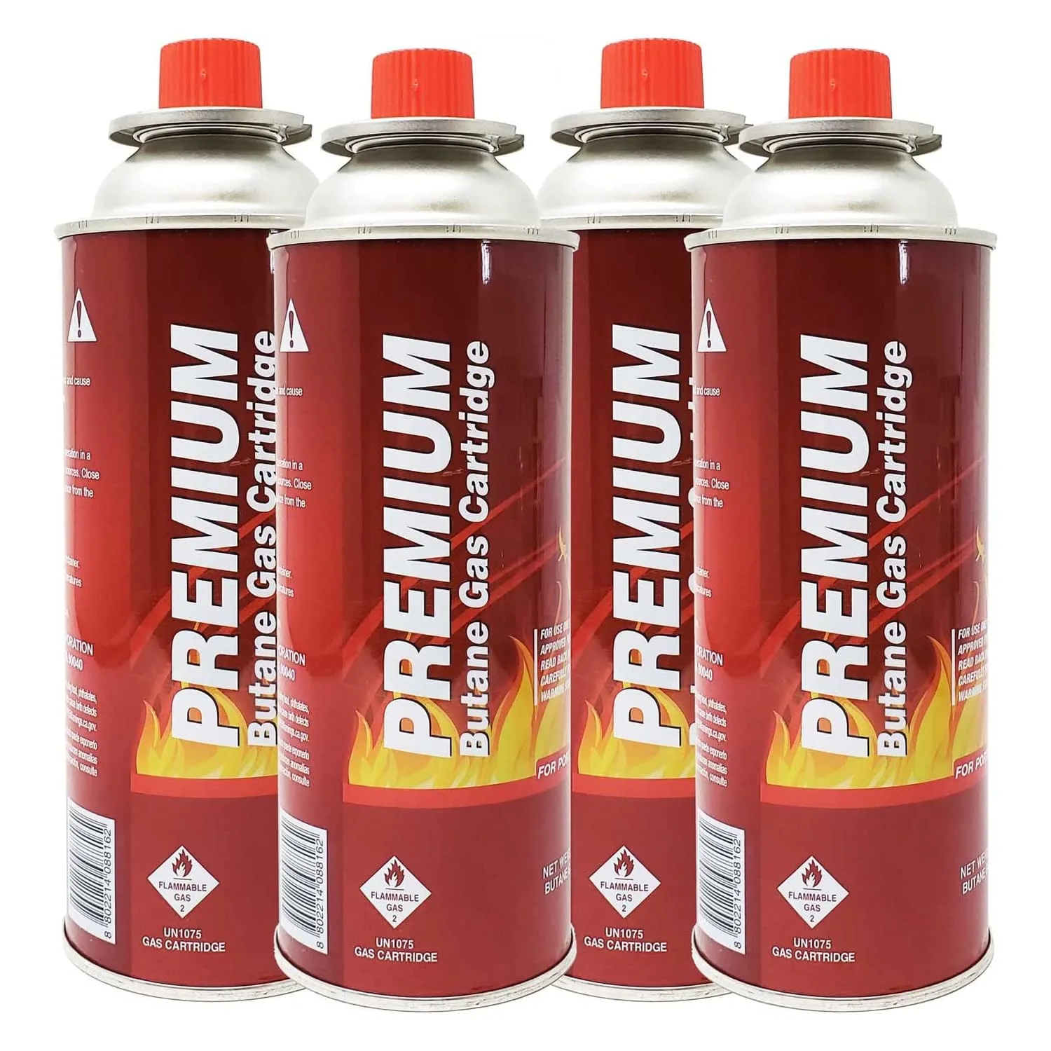 Butane Fuel Canisters for Portable Camping Stoves, Gas Burners, UL Listed, 8 oz. Per Canister - Set of 48