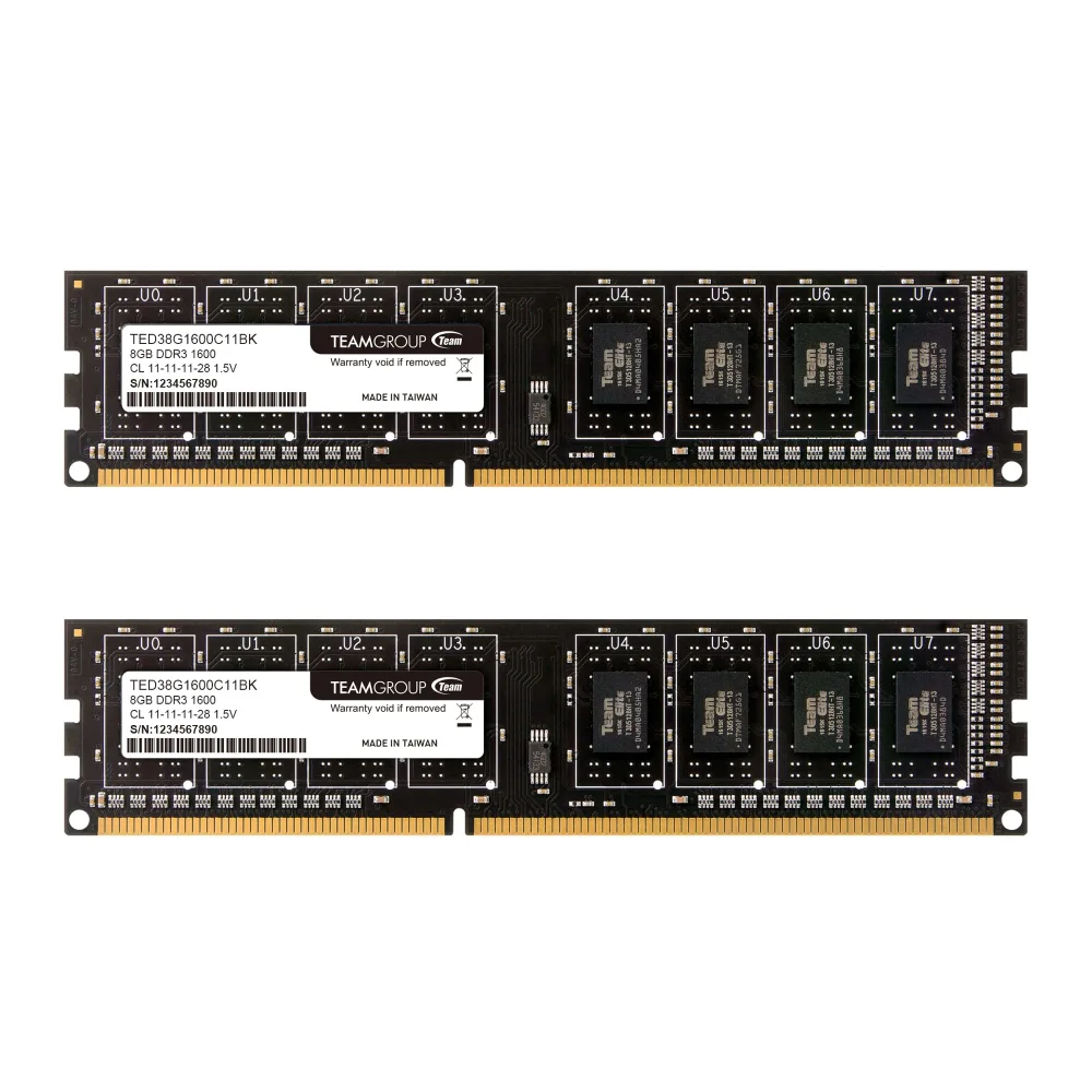 TEAMGROUP Elite DDR3 16GB Kit (2x8GB) 1600MHz (PC3-12800) CL11 Unbuffered Non-ECC 1.5V UDIMM 240 Pin PC Computer Desktop Memory Module Ram Upgrade - TED316G1600C11DC01