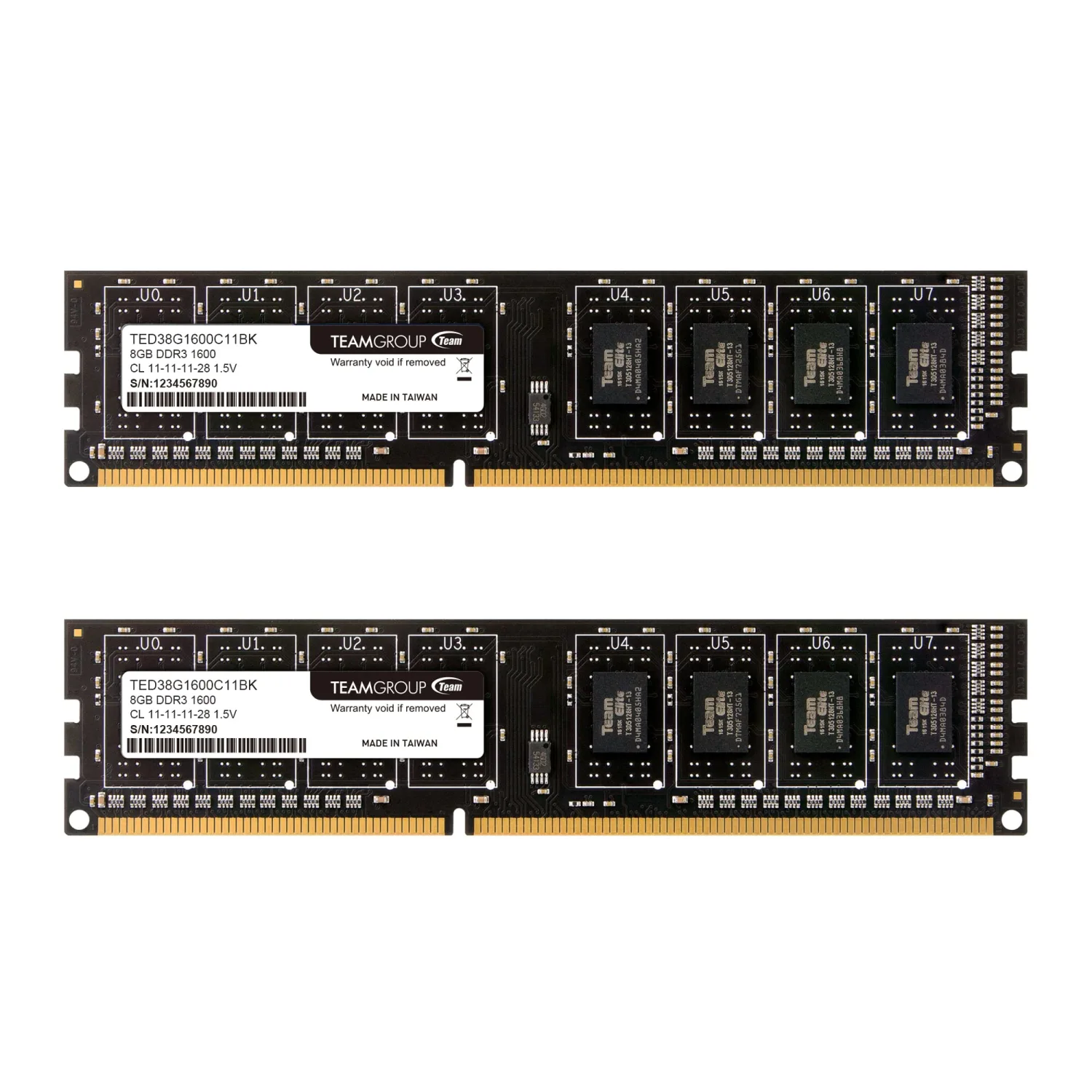 TEAMGROUP Elite DDR3 16GB Kit (2x8GB) 1600MHz (PC3-12800) CL11 Unbuffered Non-ECC 1.5V UDIMM 240 Pin PC Computer Desktop Memory Module Ram Upgrade - TED316G1600C11DC01