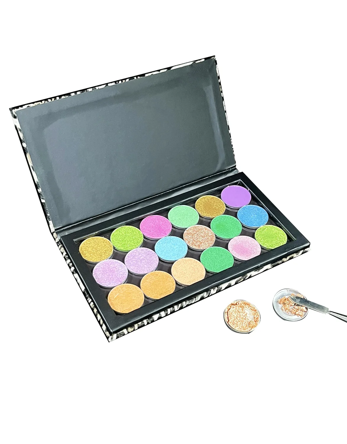 SZDYM Mermaid Empty Magnetic Palette, Fish scale Empty Magnetic Palette for Highlighters Eyeshadows Lipstick Blush Powder Rectangle Large size (Leopard Grain)