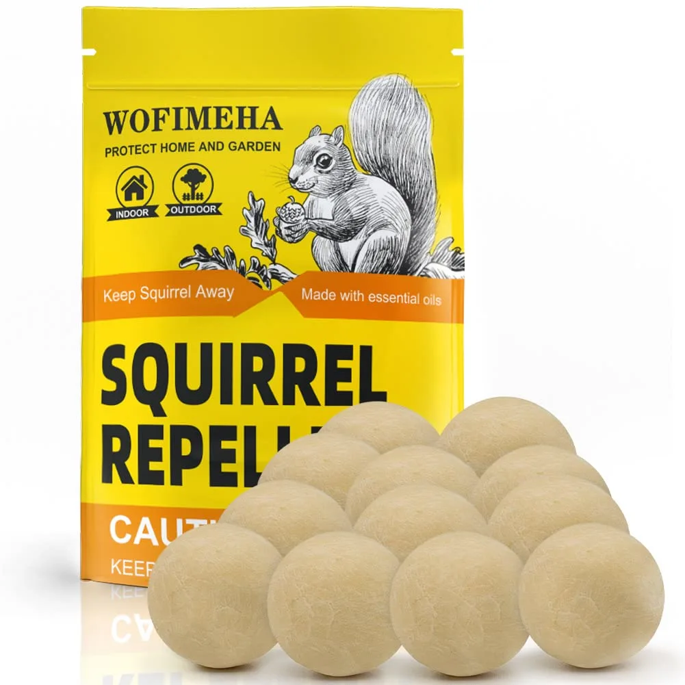 ANEWNICE Squirrel Repellent Outdoor, Rodent Repellent, Squirrel Repellent for Attic and Cars, Natural Squirrel Repellent for Bird Feeders and Garden, Ultra Powerful Chipmunk Repellent - 12Packs