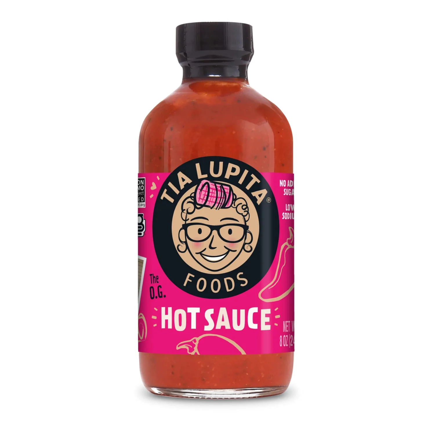 Tia Lupita Hot Sauce | 8 oz x 1 Bottle | Flavorful Heat, Medium Spice, Smoky with hints of Sweetness | Gluten Free, Non GMO, Sugar Free, Low Sodium, Keto, No Carbs - Made with Red Jalapeño Peppers