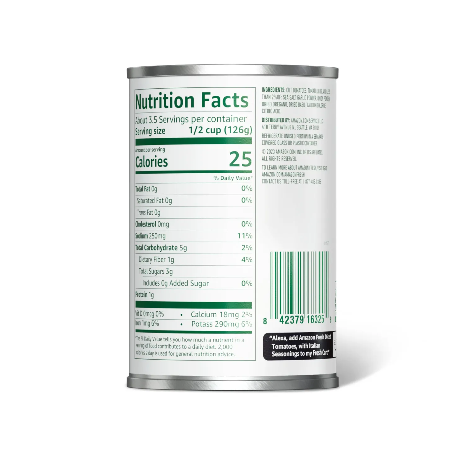 Amazon Fresh, Diced Tomatoes with Italian Seasonings, 14.5 Oz (Previously Happy Belly, Packaging May Vary)