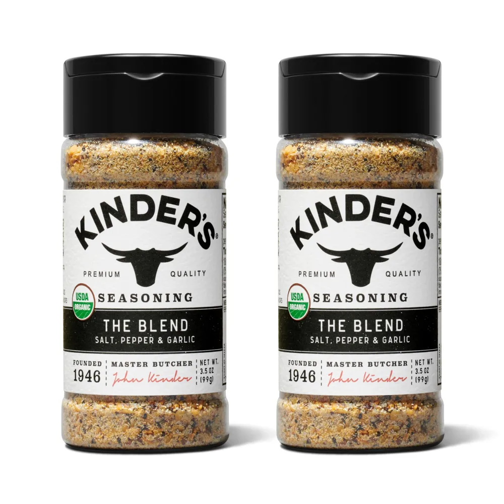 Kinder's Organic The Blend (Salt, Pepper and Garlic), Premium Quality Seasoning, MSG Free and USDA Certified Organic, 3.5oz 2 Pack