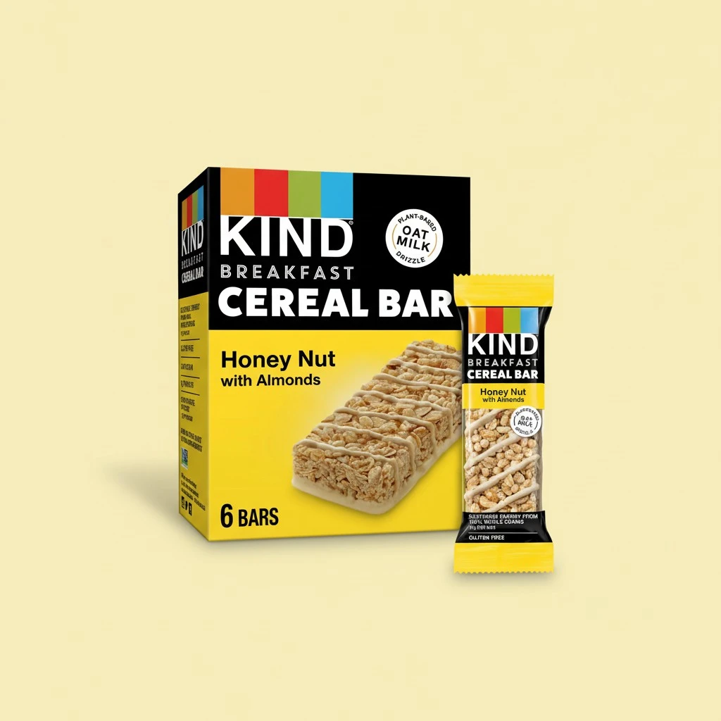 KIND Breakfast Cereal Bars, Gluten Free Snacks, Honey Nut with Almonds, 9.3oz Box (6 Bars)