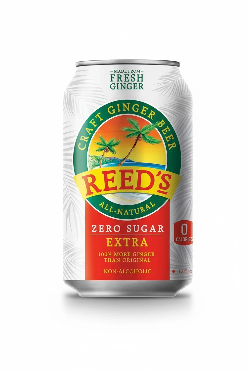 Reed's, Zero Sugar Extra Ginger Beer, Great Tasting All Natural Certified Ketogenic Soda Drink,12 Fl Oz (Pack of 4)